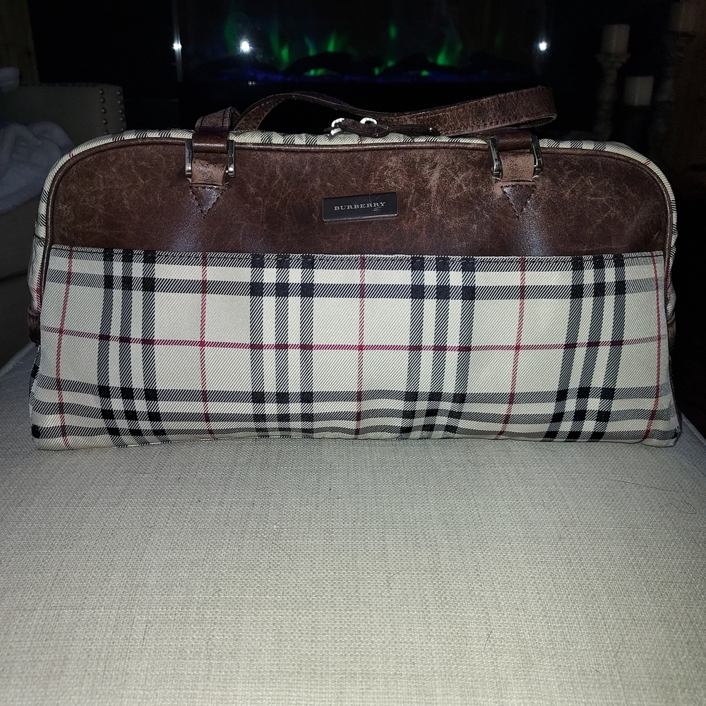 Burberry Nova Chexk Boston Brown and Cream Checkered Tote